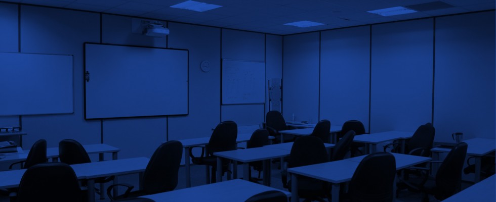 An image showing a small lecture room that Wessex Interiors helped to project manage