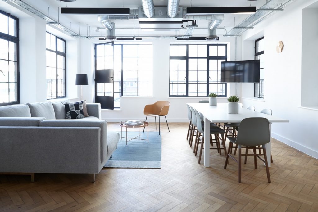 an image of parquet wood flooring in an office